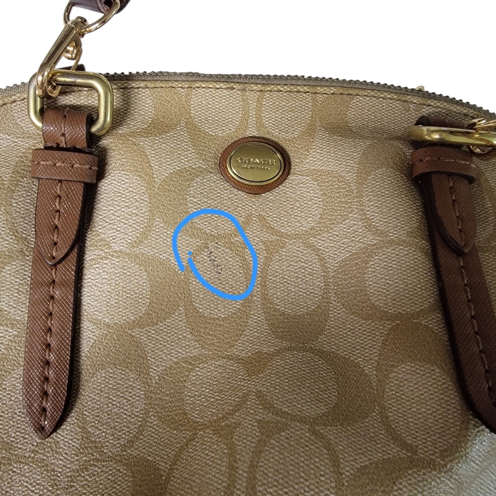 Coach Beige and Brown Signature Satchel Bag. - Picture 7 of 8